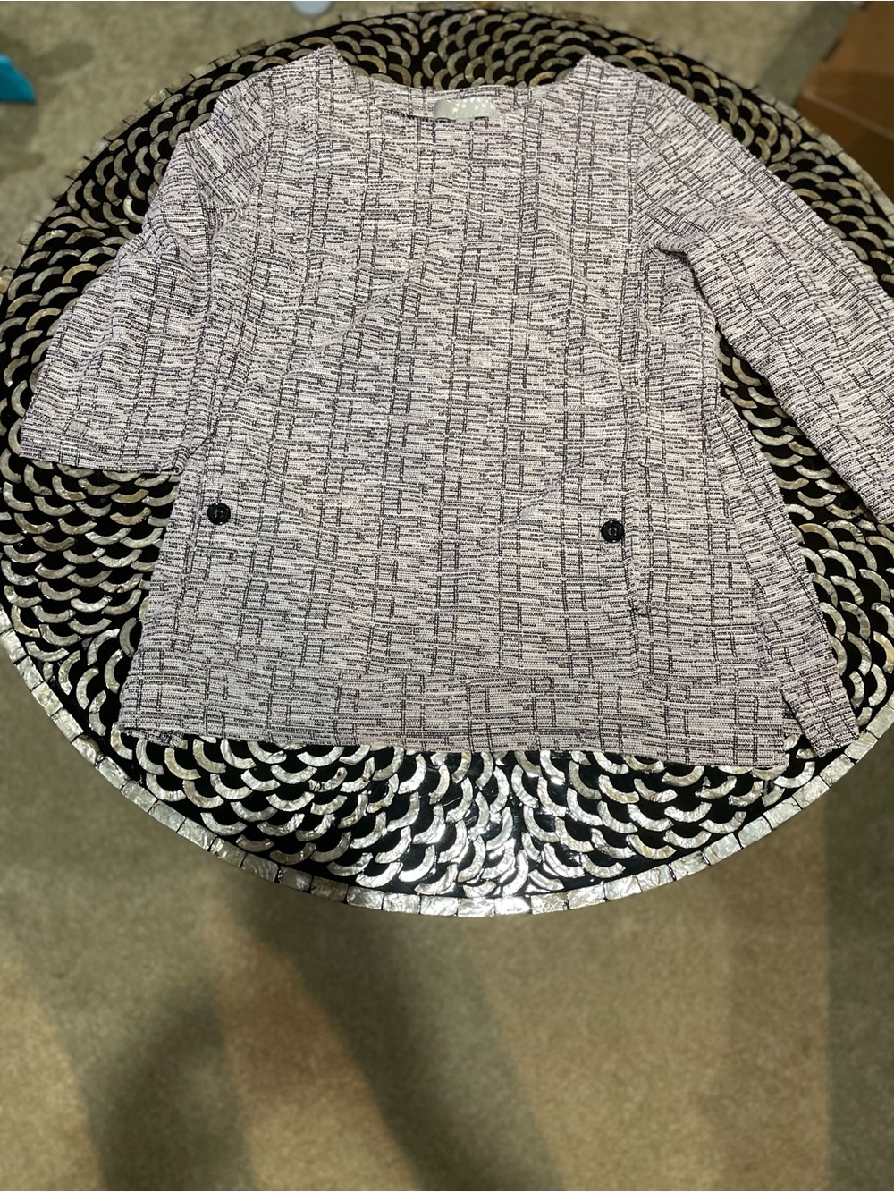 Carolyn Taylor Pink and Black Tweed 3/4 Quarter Sleeve Top